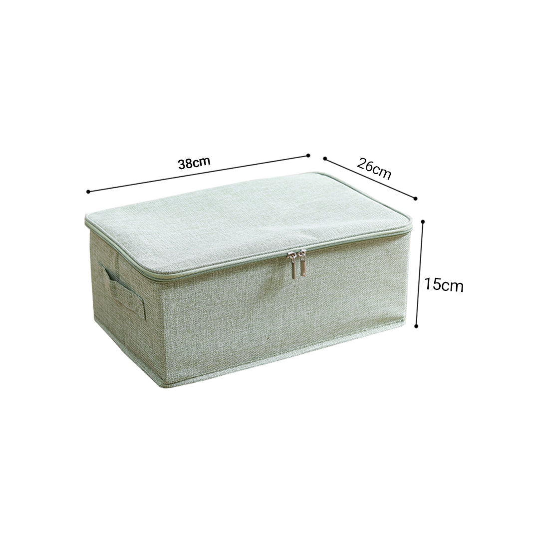 2X Green Small Portable Double Zipper Storage Box Moisture Proof Clothes Basket Foldable Home Organiser