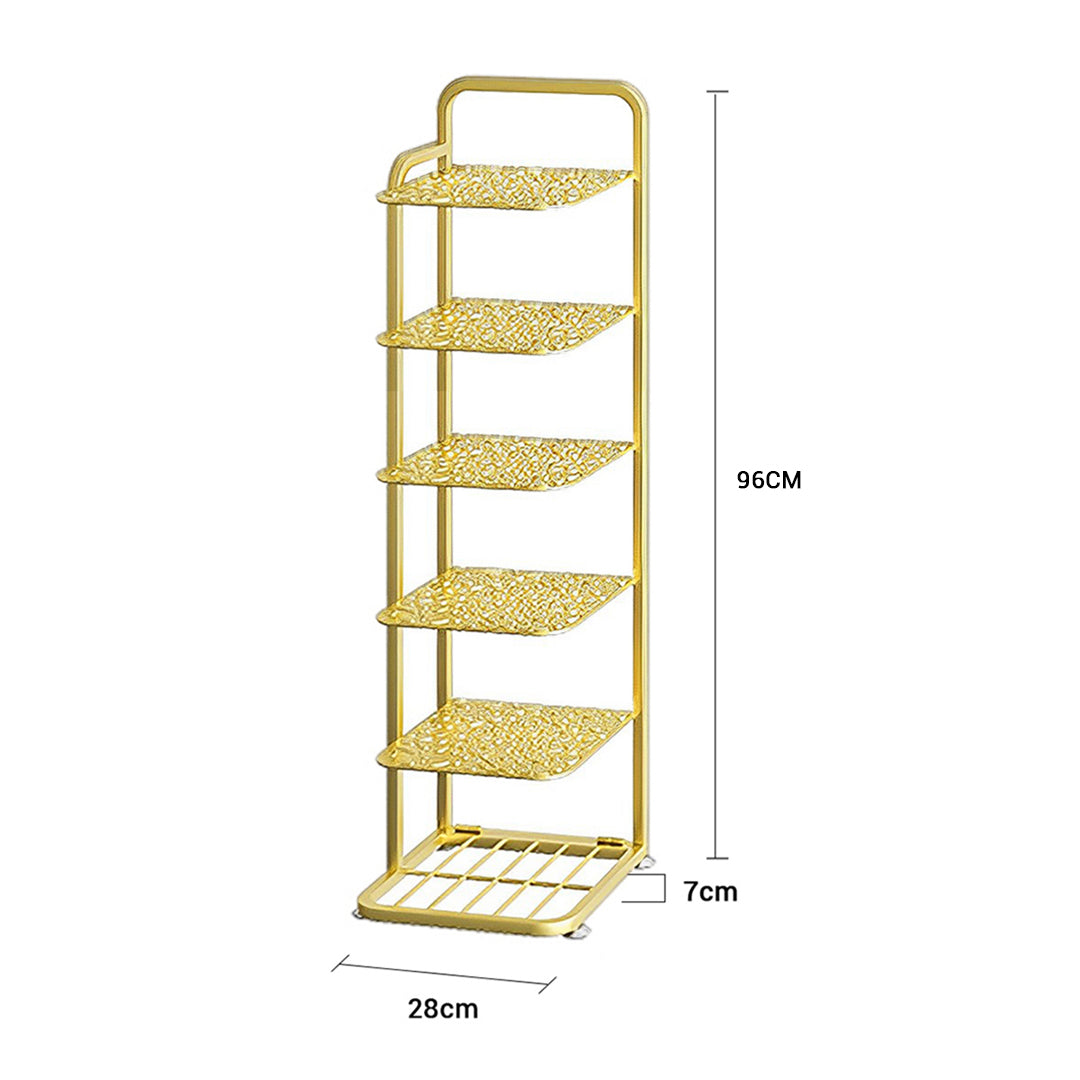 2X 6 Tier Gold Plated Metal Shoe Organizer Space Saving Portable Footwear Storage Shelf6 Tier Gold Metal Shoe Organizer