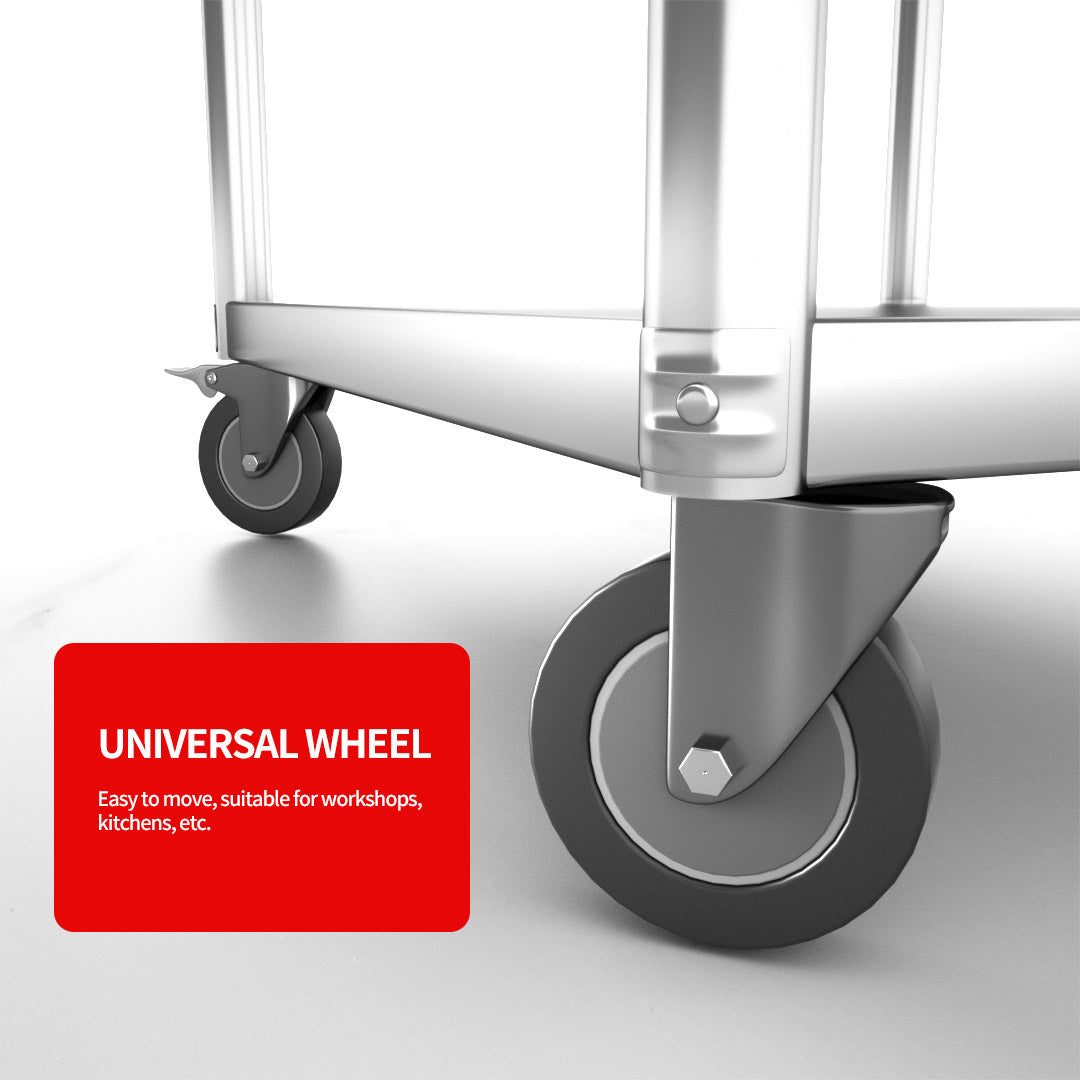 Soga 150cm Commercial Catering Kitchen Stainless Steel Prep Work Bench Table With Backsplash And Caster Wheels