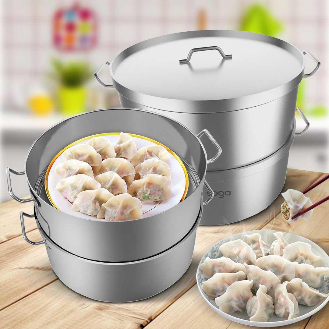 Soga Food Steamer 28cm Commercial 304 Top Grade Stainless Steel 2 Tiers