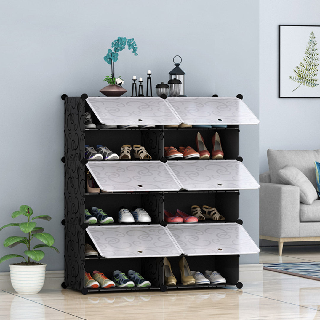 Soga 6 Tier 2 Column Shoe Rack Organizer Sneaker Footwear Storage Stackable Stand Cabinet Portable Wardrobe With Cover