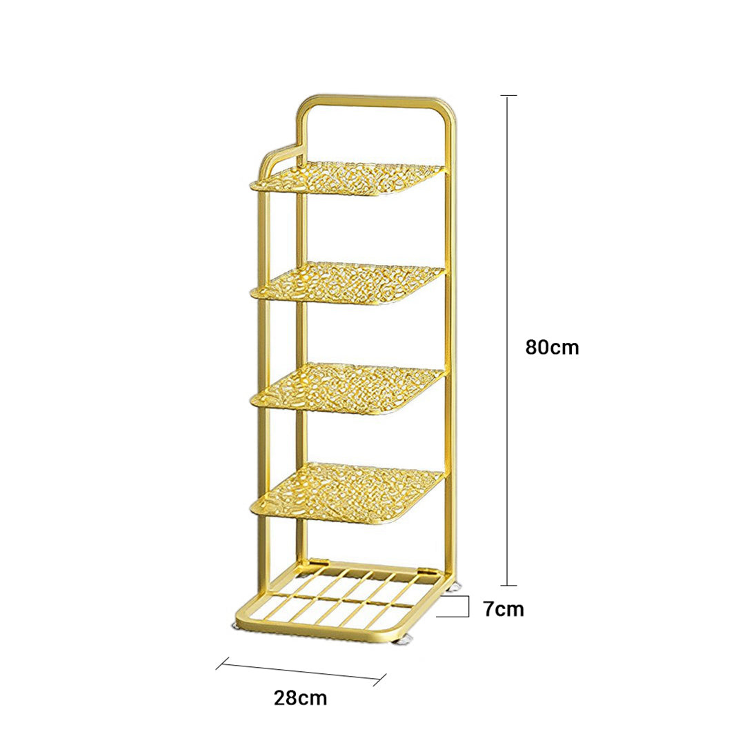 2X 5 Tier Gold Plated Metal Shoe Organizer Space Saving Portable Footwear Storage Shelf