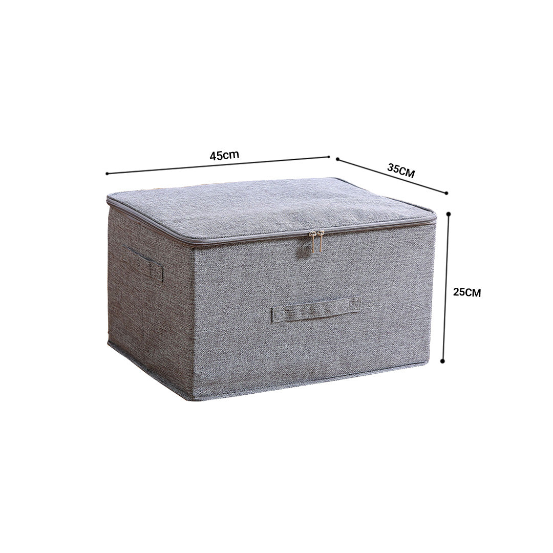 Grey Large Portable Double Zipper Storage Box Moisture Proof Clothes Basket Foldable Home Organiser