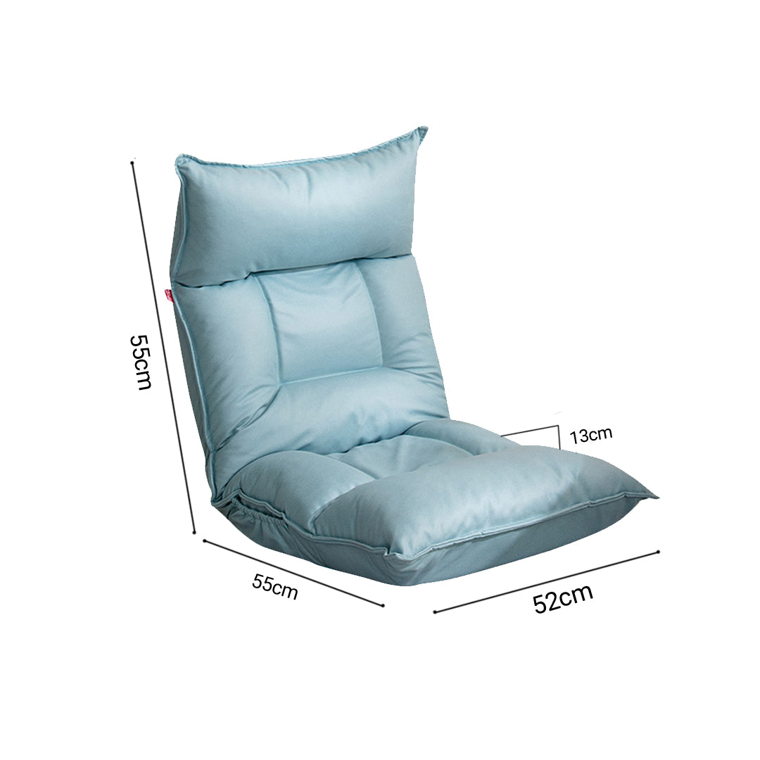 Blue Lounge Recliner Lazy Sofa Bed Tatami Cushion Collapsible Backrest Seat Home Office Decor