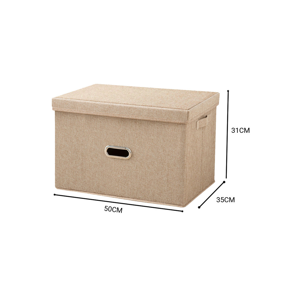 Beige Super Large Foldable Canvas Storage Box Cube Clothes Basket Organiser Home Decorative Box