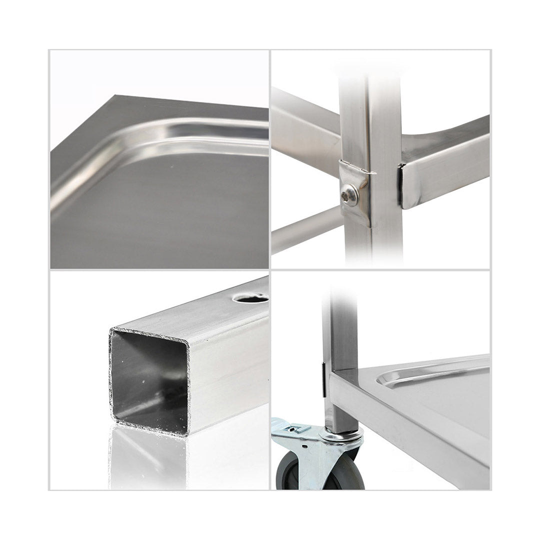 Soga 2 X 2 Tier 95x50x95cm Stainless Steel Kitchen Dining Food Cart Trolley Utility Large