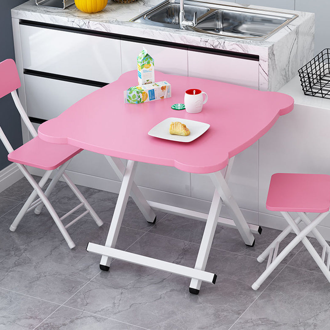 2X Pink Minimalist Cat Ear Folding Table Indoor Outdoor Portable Stall Desk Home Decor
