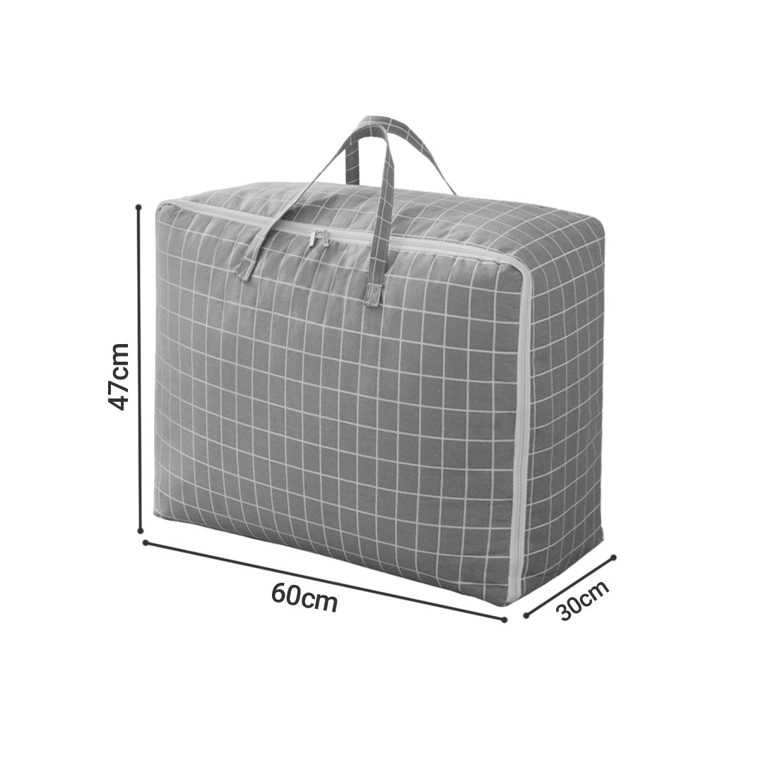 Grey Plaid Super Large Storage Luggage Bag Double Zipper Foldable Travel Organiser Essentials