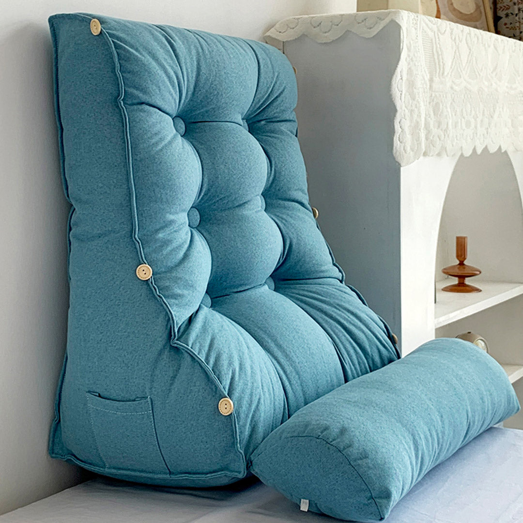 Soga 60cm Blue Triangular Wedge Lumbar Pillow Headboard Backrest Sofa Bed Cushion Home Decor