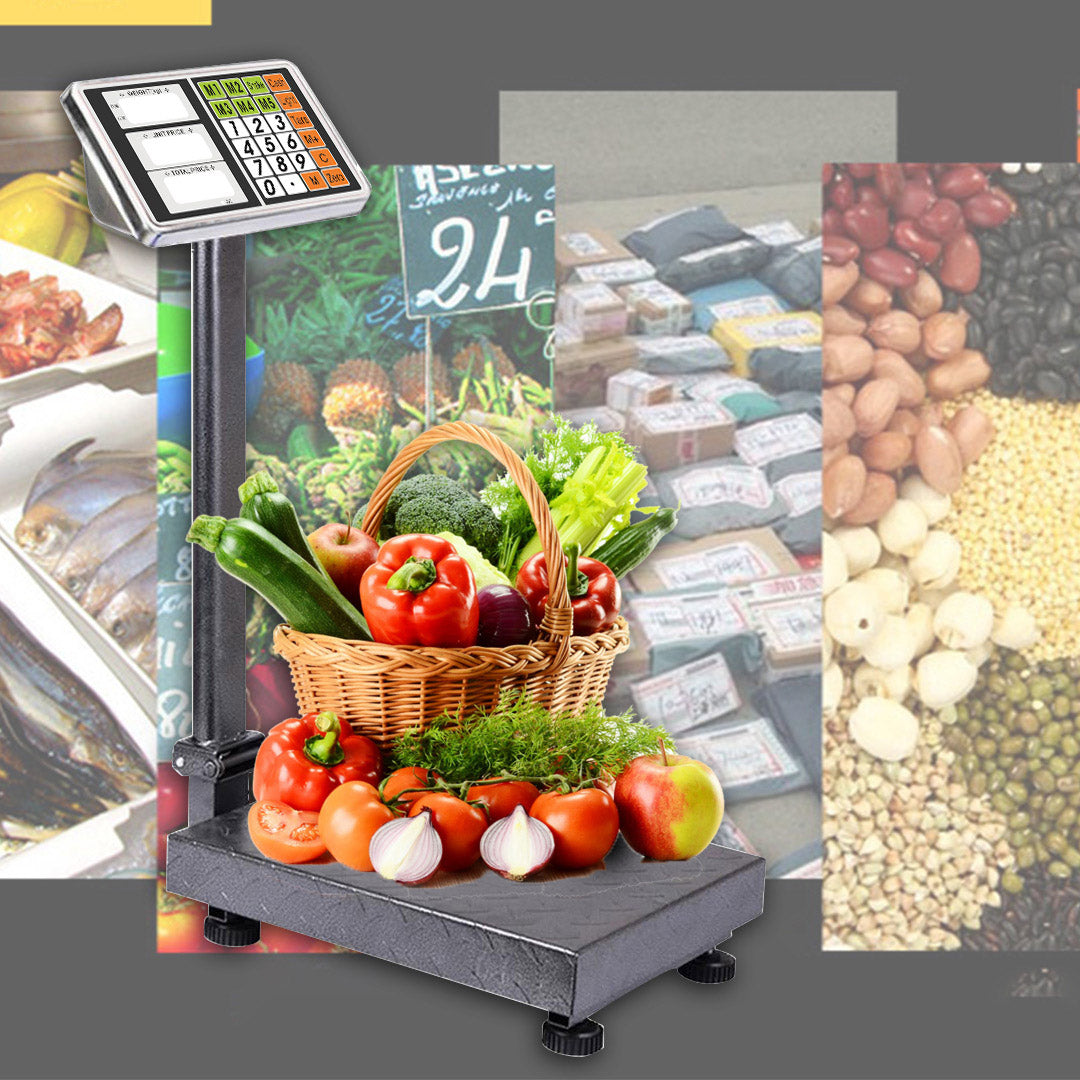 Soga 4 X 300kg Electronic Digital Platform Scale Computing Shop Postal Weight Black