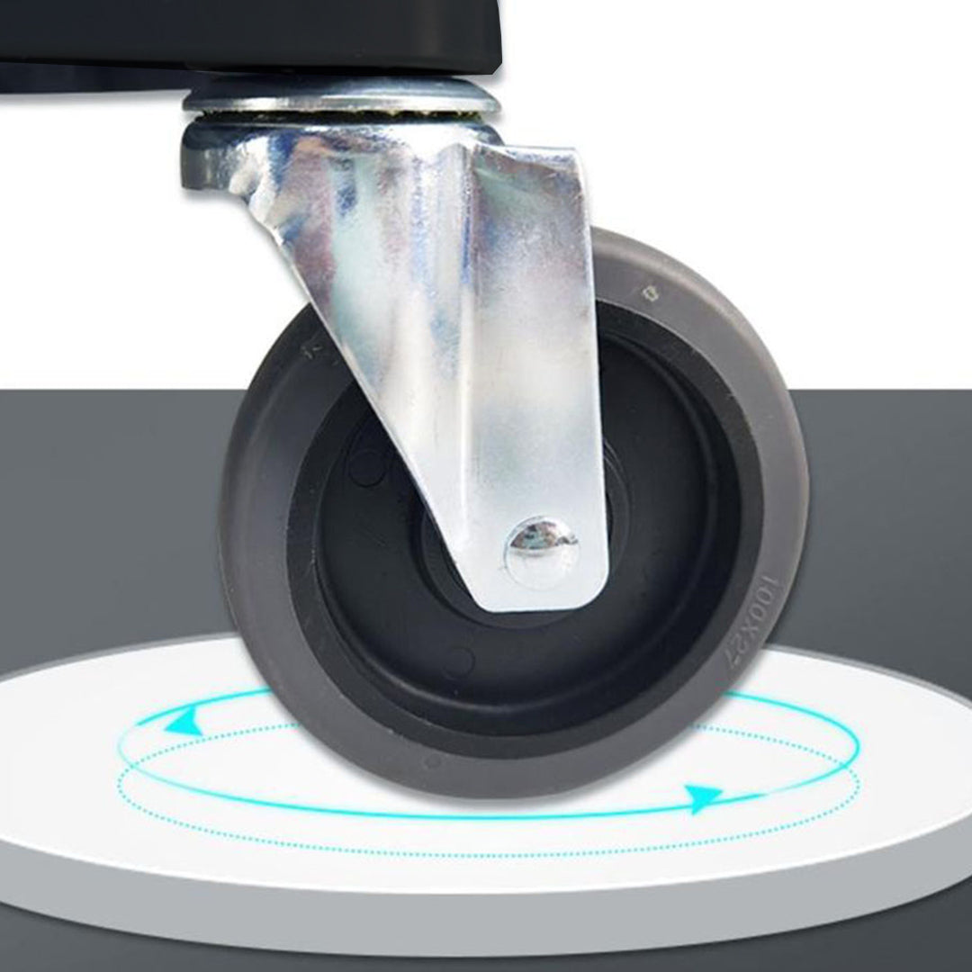 2 Tier Food Trolley Portable Kitchen Cart Multifunctional Big Utility Service with wheels 845x430x940mm Black