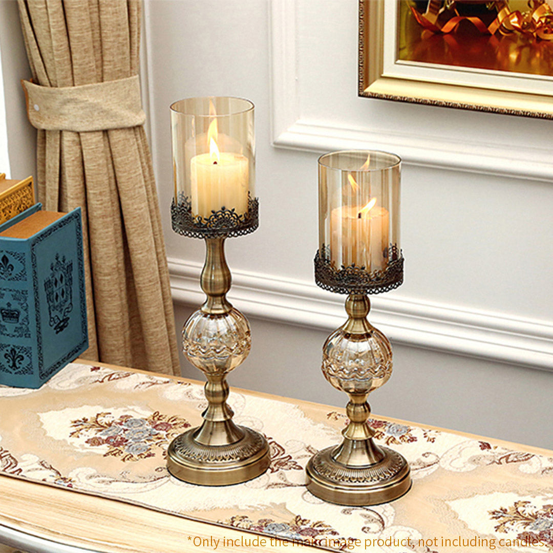 Soga 42cm 48cm Glass Candle Holder Candle Stand Glass/Metal