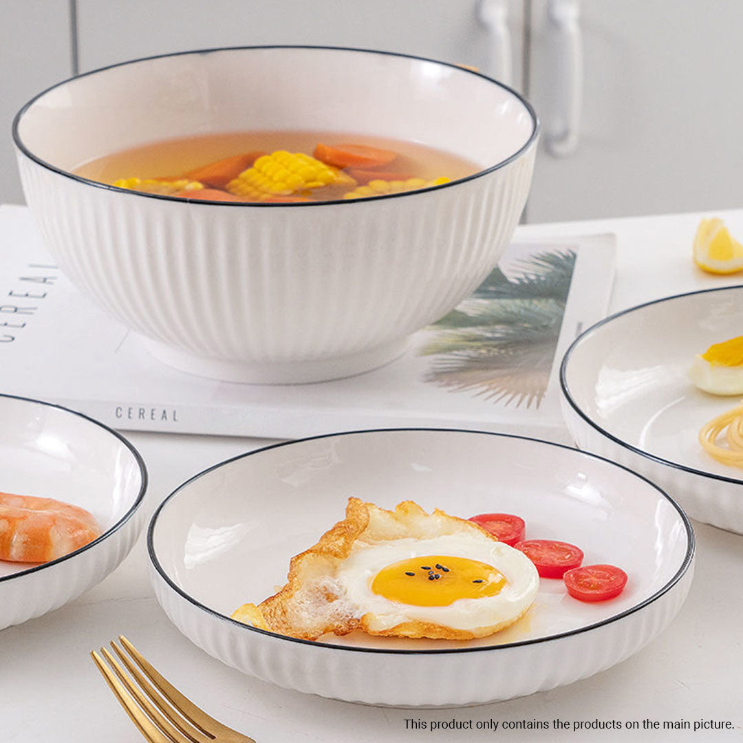 Soga White Japanese Style Ceramic Dinnerware Crockery Soup Bowl Plate Server Kitchen Home Decor Set Of 8