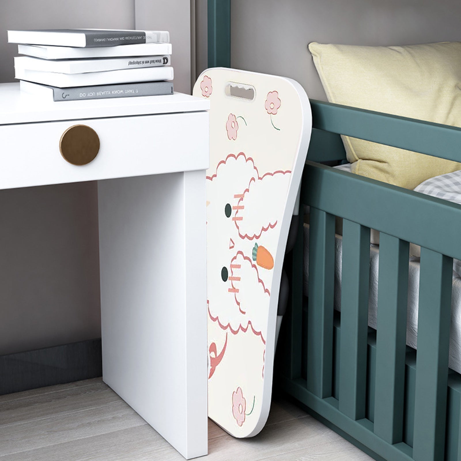 Cute Rabbit Design Portable Bed Table Adjustable Foldable Bed Sofa Study Table Laptop Mini Desk with Drawer and Cup Slot Home Decor