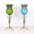 Soga 85cm Green Glass Tall Floor Vase And 12pcs Blue Artificial Fake Flower Set