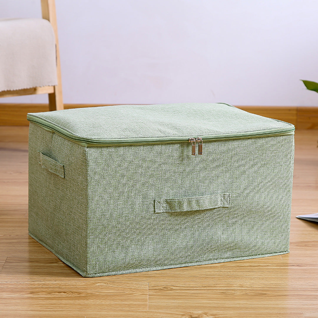 Green Large Portable Double Zipper Storage Box Moisture Proof Clothes Basket Foldable Home Organiser