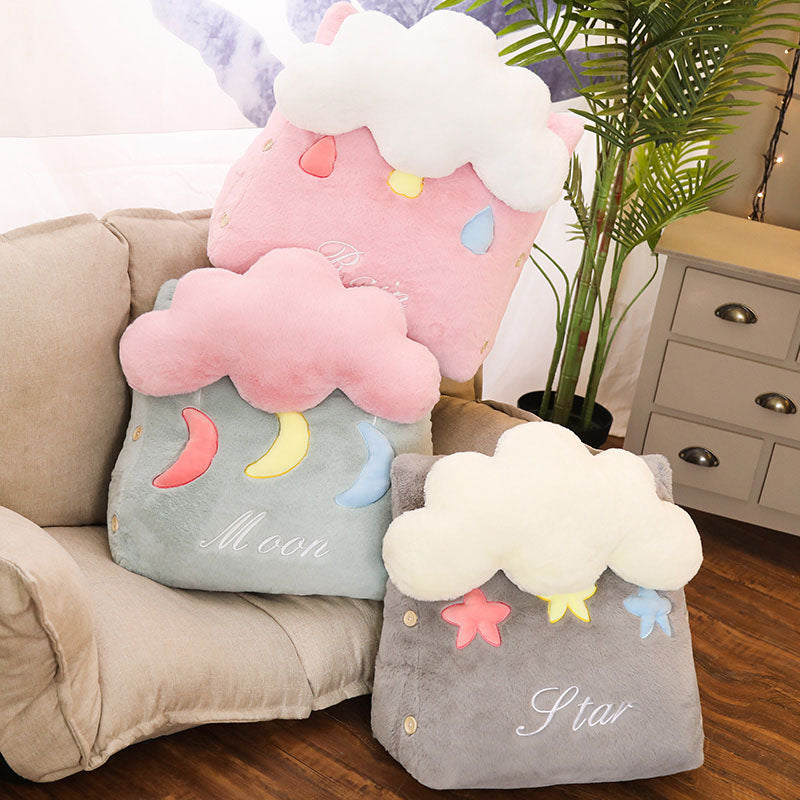2X Grey Cute Cloud Cushion Soft Leaning Lumbar Wedge Pillow Bedside Plush Home Decor