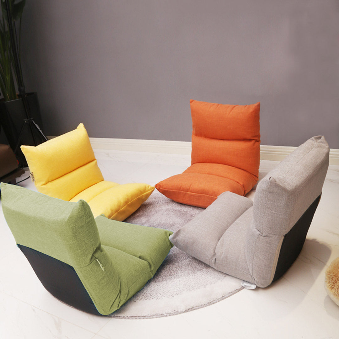 Soga 4 X Lounge Floor Recliner Adjustable Lazy Sofa Bed Folding Game Chair Yellow Green