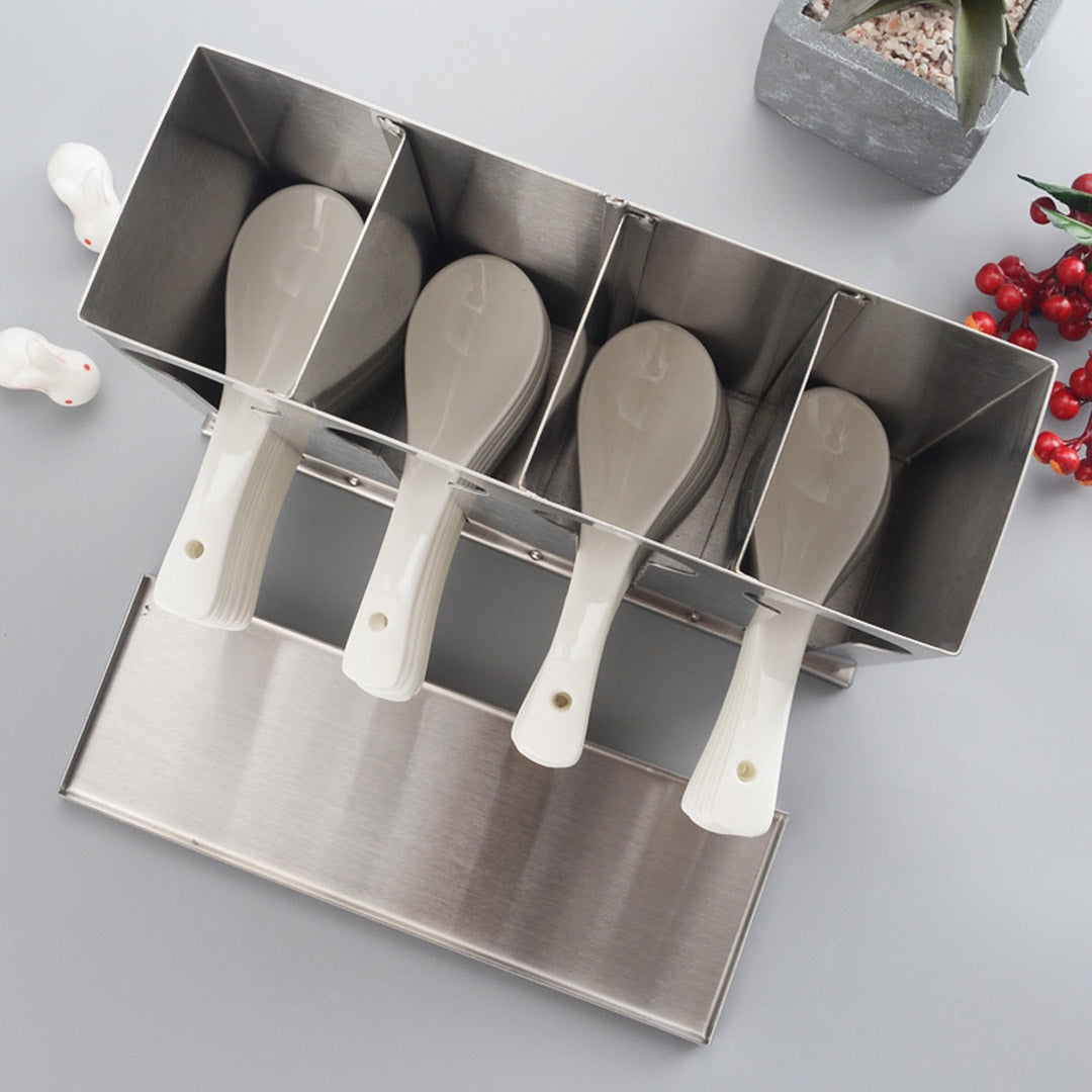Soga 2 X Stainless Steel Buffet Restaurant Spoon Utensil Holder Storage Rack 4 Holes