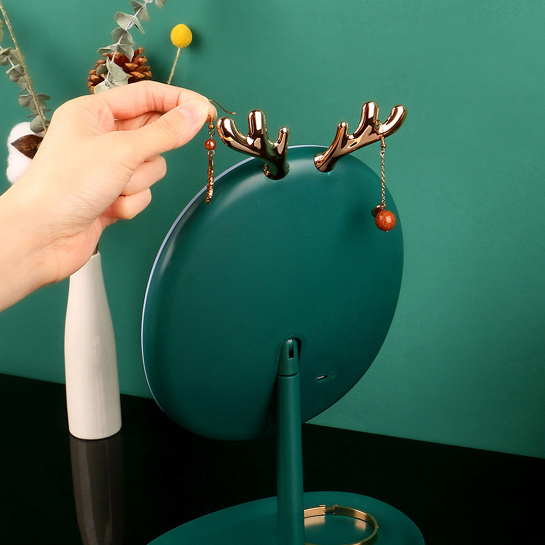 Soga Green Antler Led Light Makeup Mirror Tabletop Vanity Home Decor