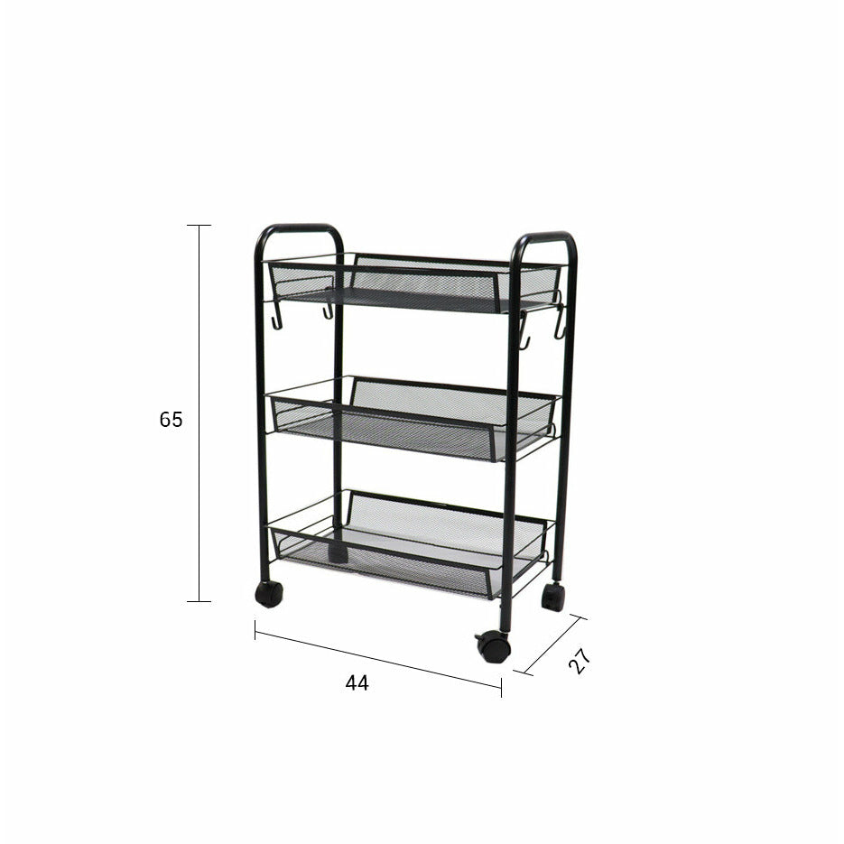 Soga 2 X 3 Tier Steel Black Bee Mesh Kitchen Cart Multi Functional Shelves Portable Storage Organizer With Wheels