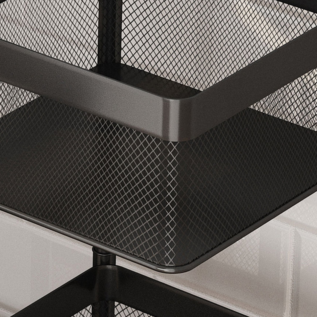 Soga 2 X 3 Tier Steel Square Rotating Kitchen Cart Multi Functional Shelves Portable Storage Organizer With Wheels