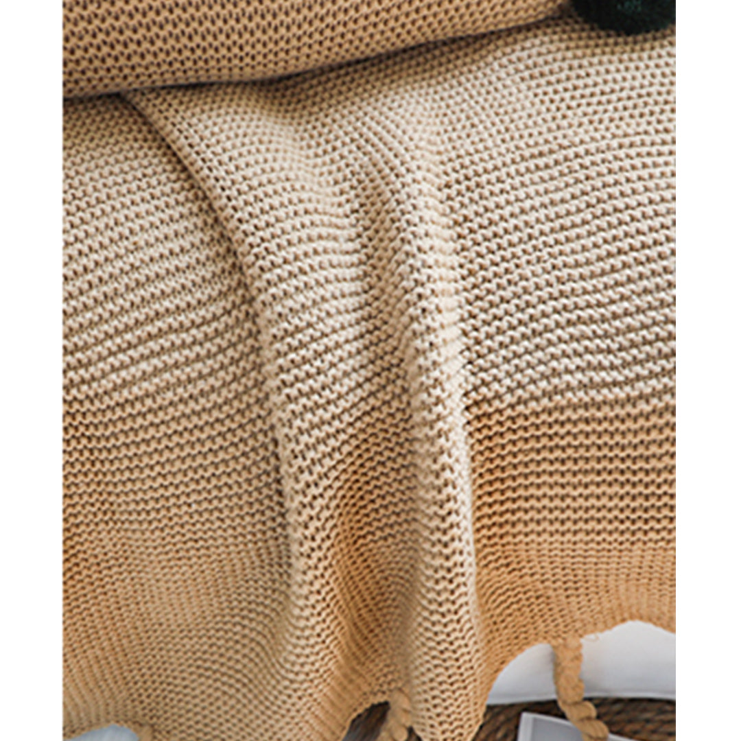 2X Coffee Tassel Fringe Knitting Blanket Warm Cozy Woven Cover Couch Bed Sofa Home Decor