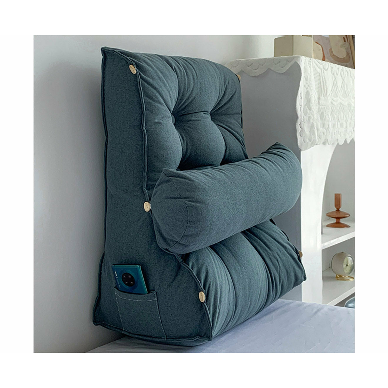 Soga 2 X 45cm Grey Triangular Wedge Lumbar Pillow Headboard Backrest Sofa Bed Cushion Home Decor