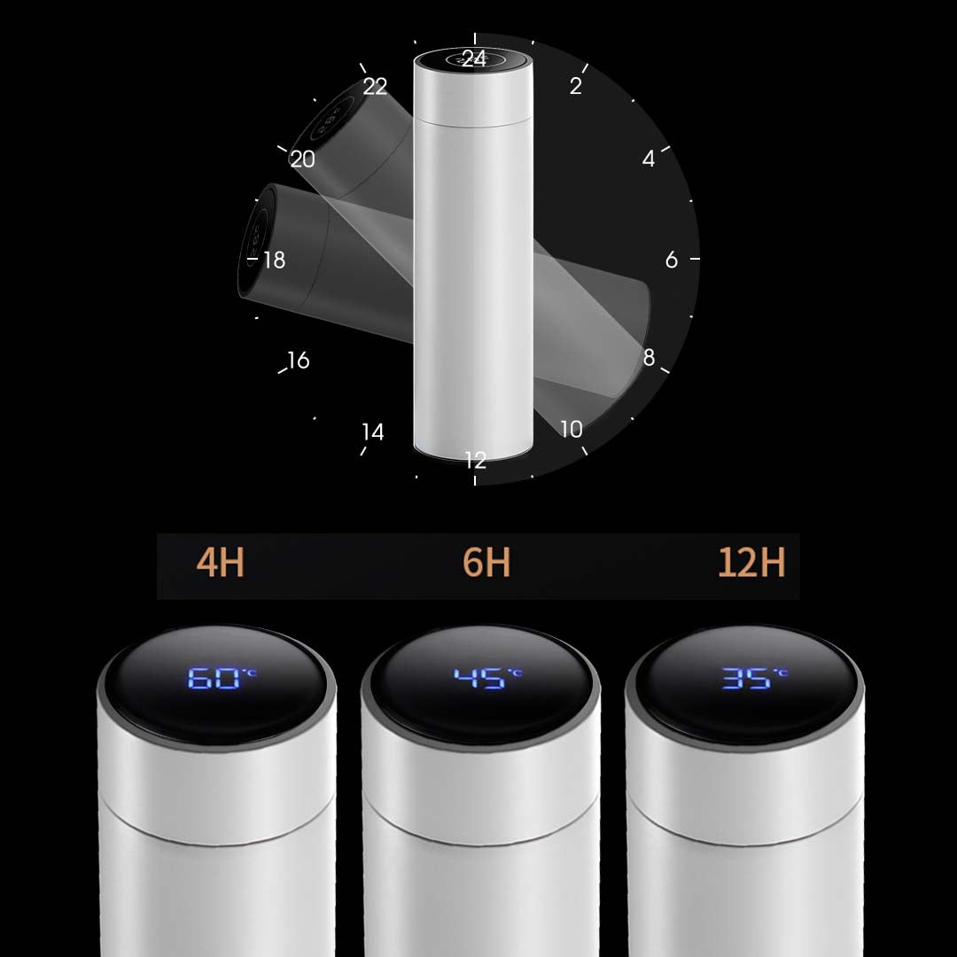 Soga 2 X 500 Ml Stainless Steel Smart Lcd Thermometer Display Bottle Vacuum Flask Thermos White