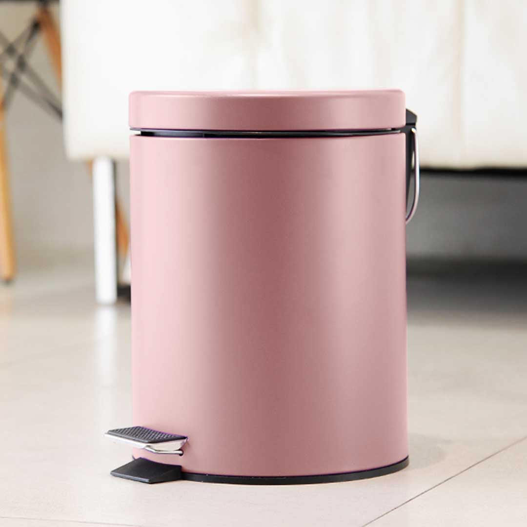 Soga 2 X 12 L Foot Pedal Stainless Steel Rubbish Recycling Garbage Waste Trash Bin Round Pink