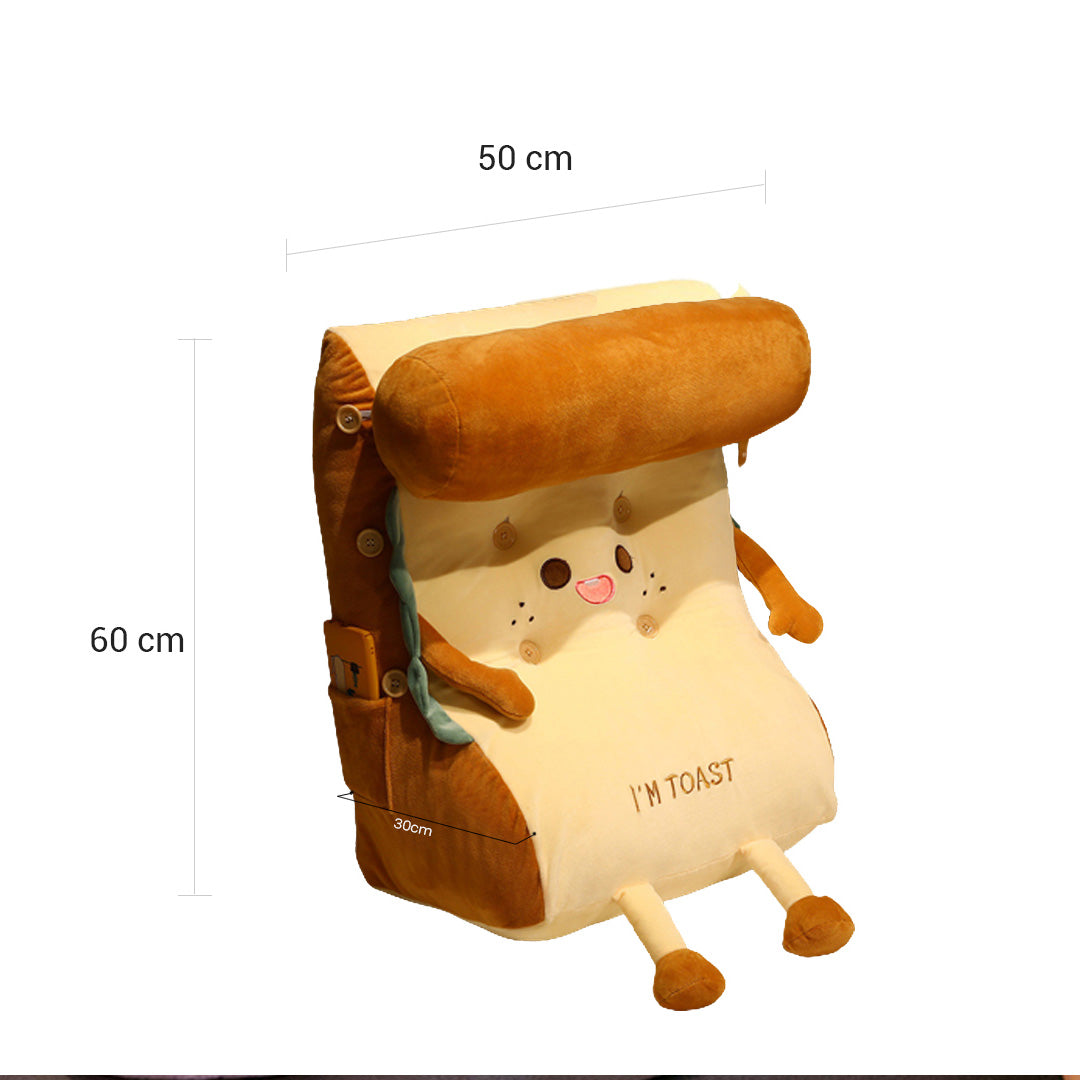 2X Cute Face Toast Bread Wedge Cushion Stuffed Plush Cartoon Back Support Pillow Home Decor
