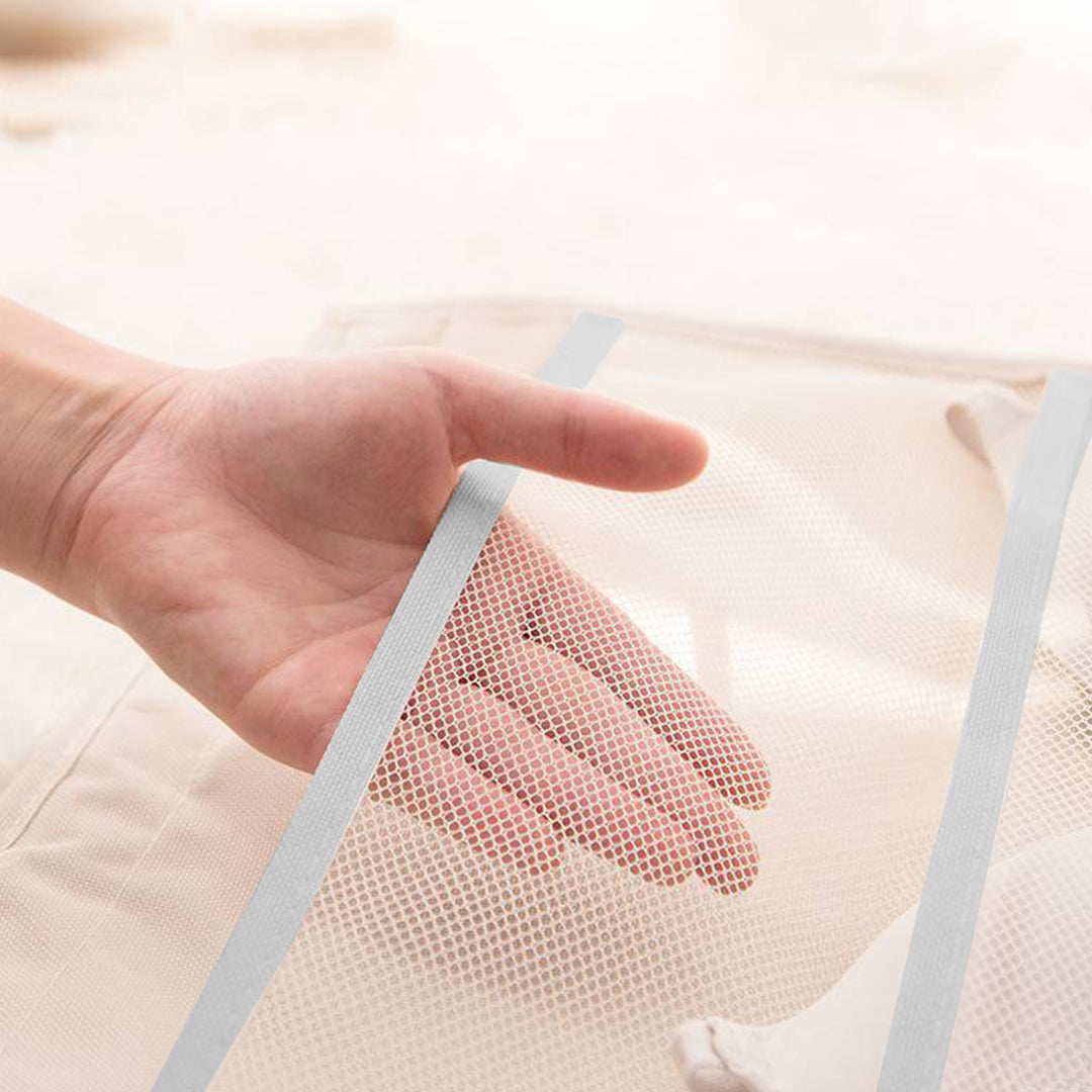 2X White Double Sided Hanging Storage Bag Underwear Bra Socks Mesh Pocket Hanger Home Organiser