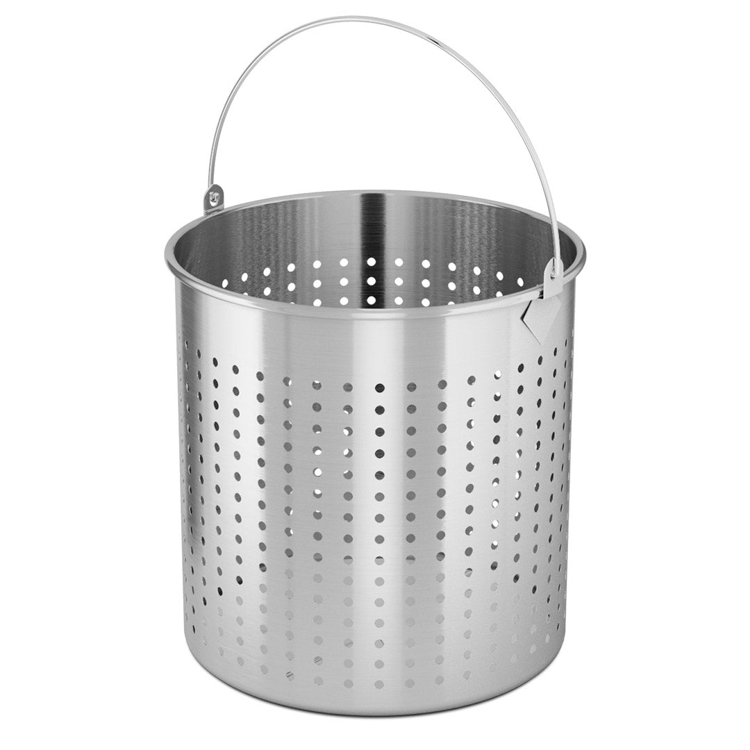 2X 71L 18/10 Stainless Steel Perforated Stockpot Basket Pasta Strainer with Handle