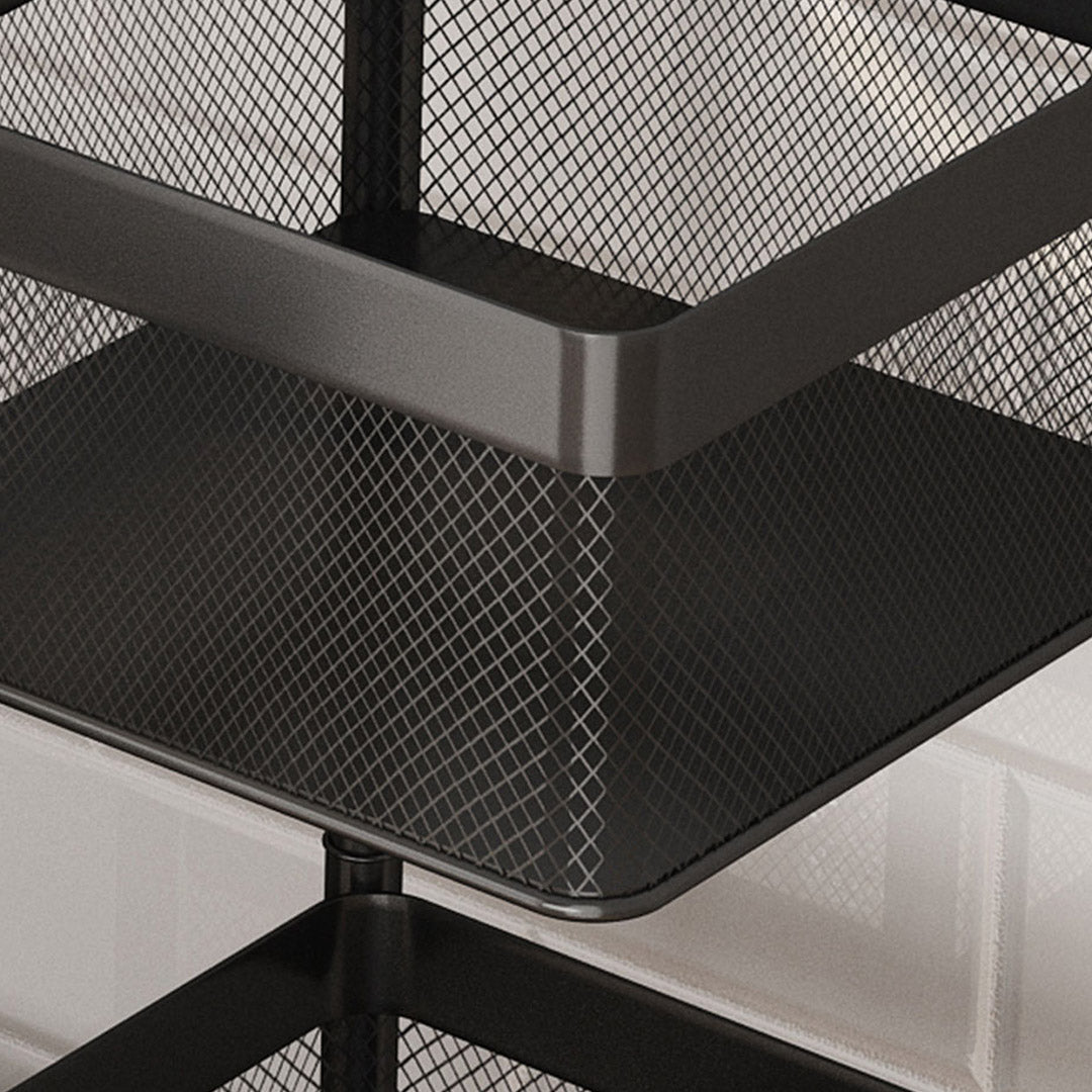 Soga 2 X 2 Tier Steel Square Rotating Kitchen Cart Multi Functional Shelves Portable Storage Organizer With Wheels