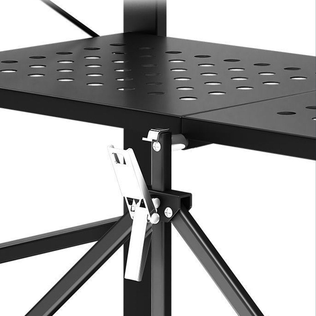 Soga 5 Tier Steel Black Foldable Display Stand Multi Functional Shelves Portable Storage Organizer With Wheels