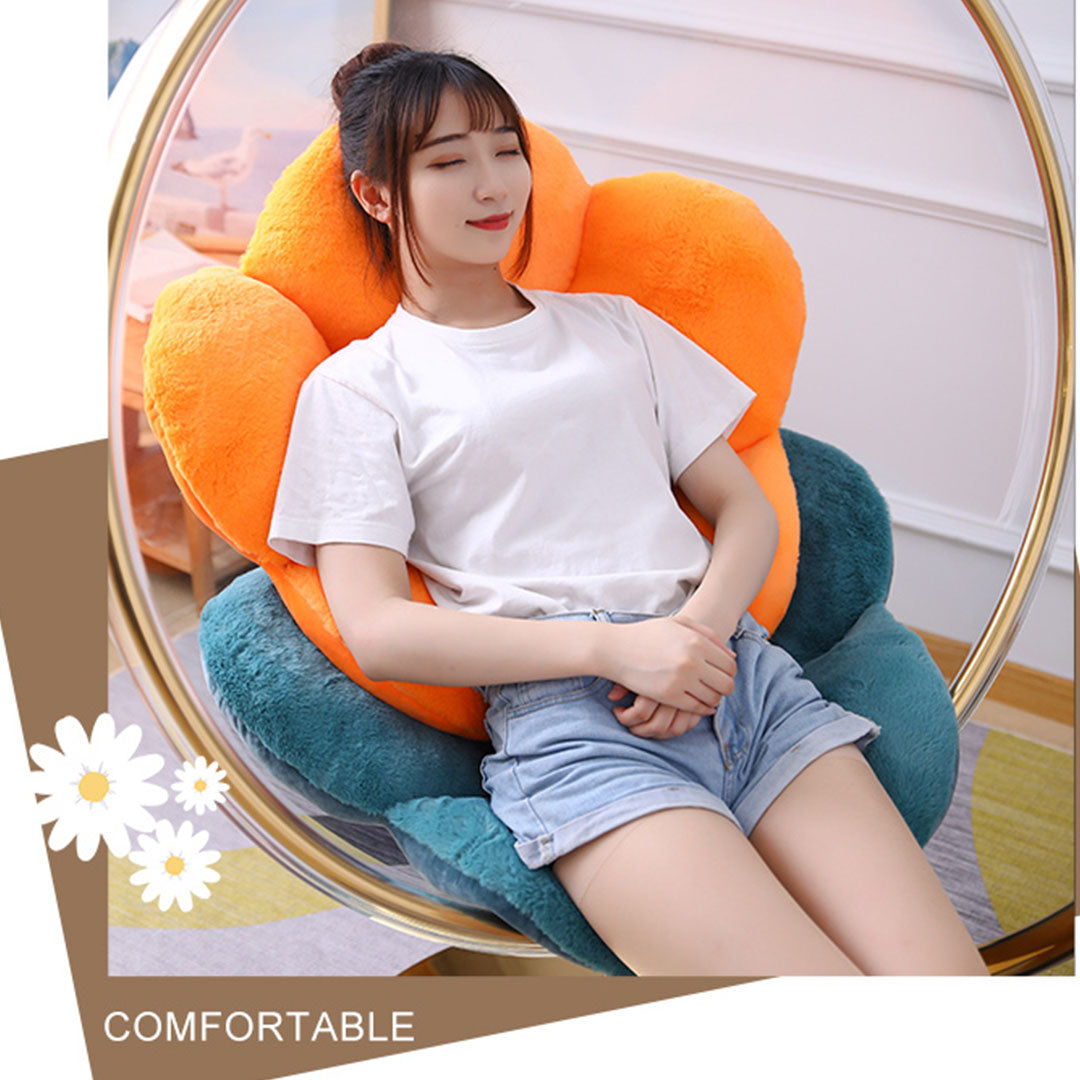 Green Whimsical Big Flower Shape Cushion Soft Leaning Bedside Pad Floor Plush Pillow Home Decor