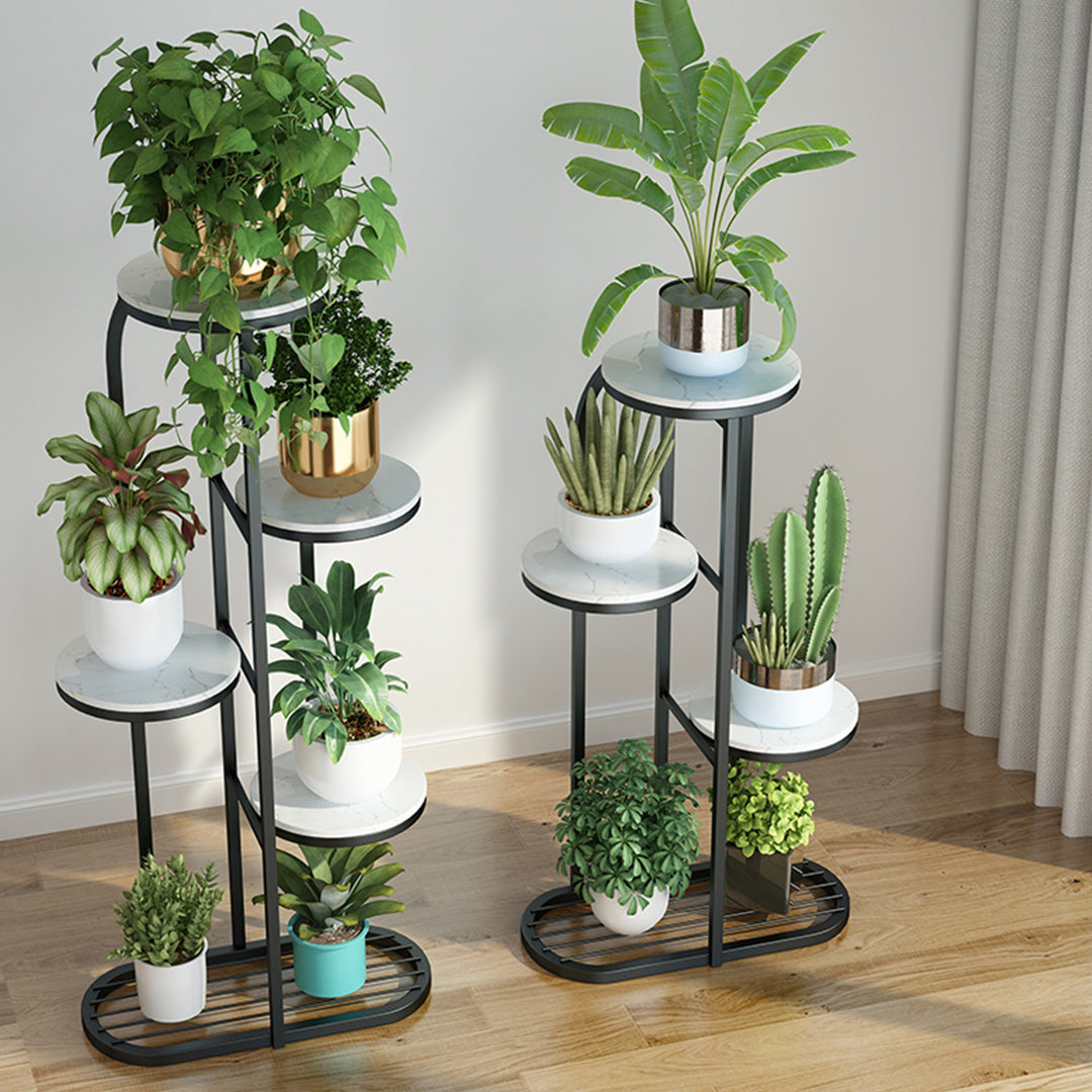 Soga 2 X 5 Tier 6 Pots Black Round Metal Plant Rack Flowerpot Storage Display Stand Holder Home Garden Decor