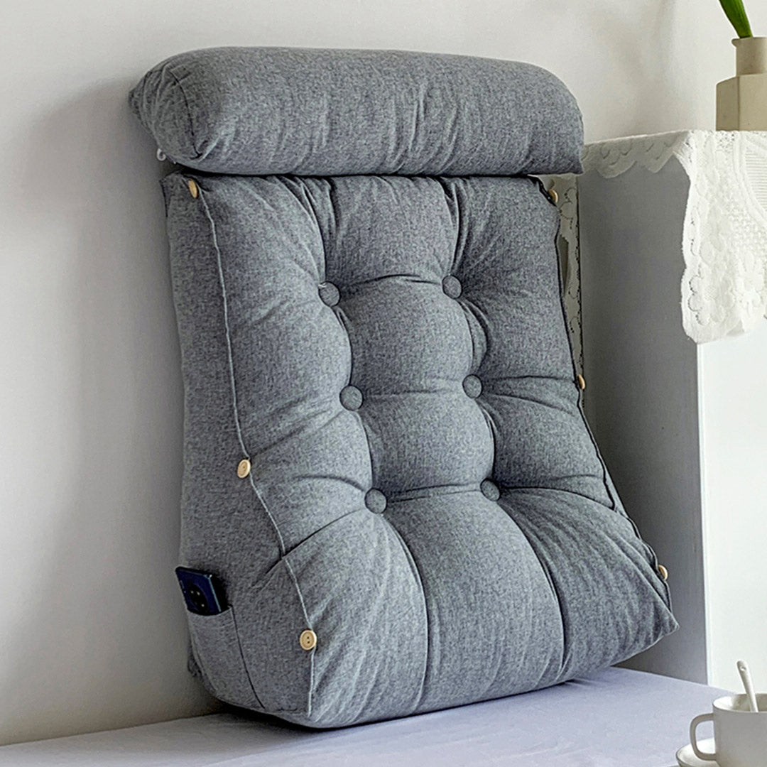Soga 60cm Silver Triangular Wedge Lumbar Pillow Headboard Backrest Sofa Bed Cushion Home Decor