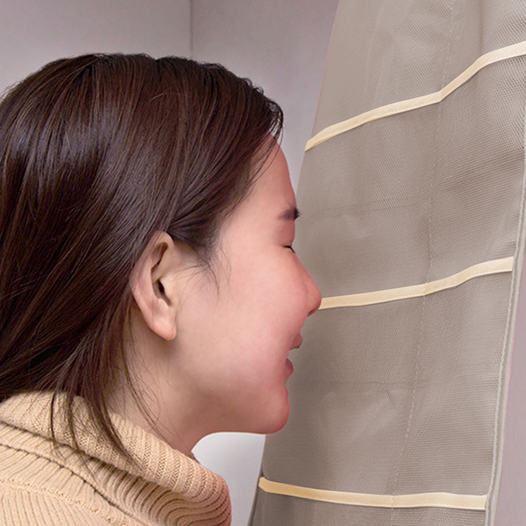 2X Grey Double Sided Hanging Storage Bag Underwear Bra Socks Mesh Pocket Hanger Home Organiser