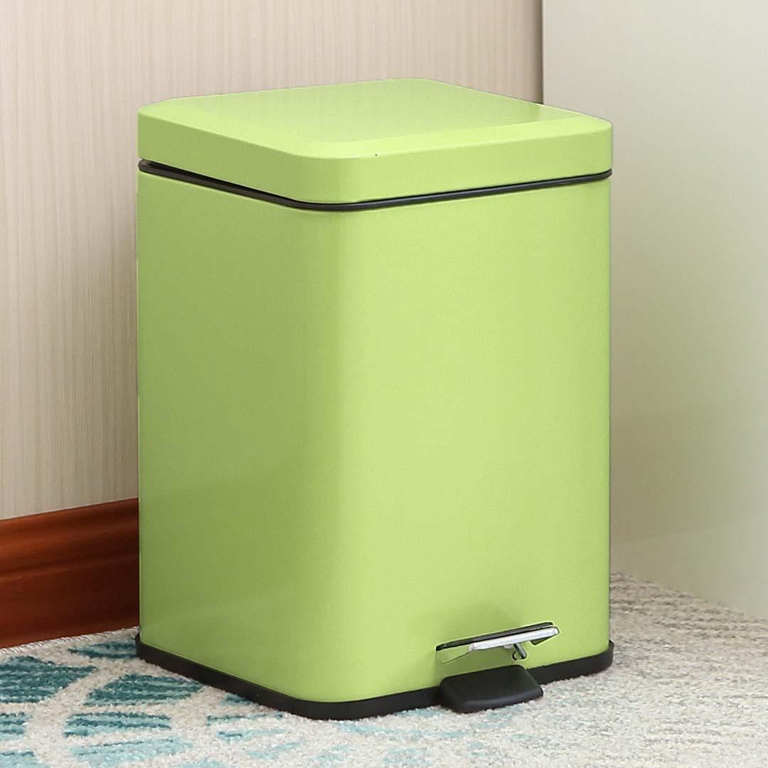 Soga Foot Pedal Stainless Steel Rubbish Recycling Garbage Waste Trash Bin Square 6 L Green