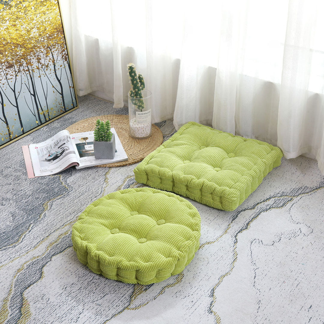Green Round Cushion Soft Leaning Plush Backrest Throw Seat Pillow Home Office Decor