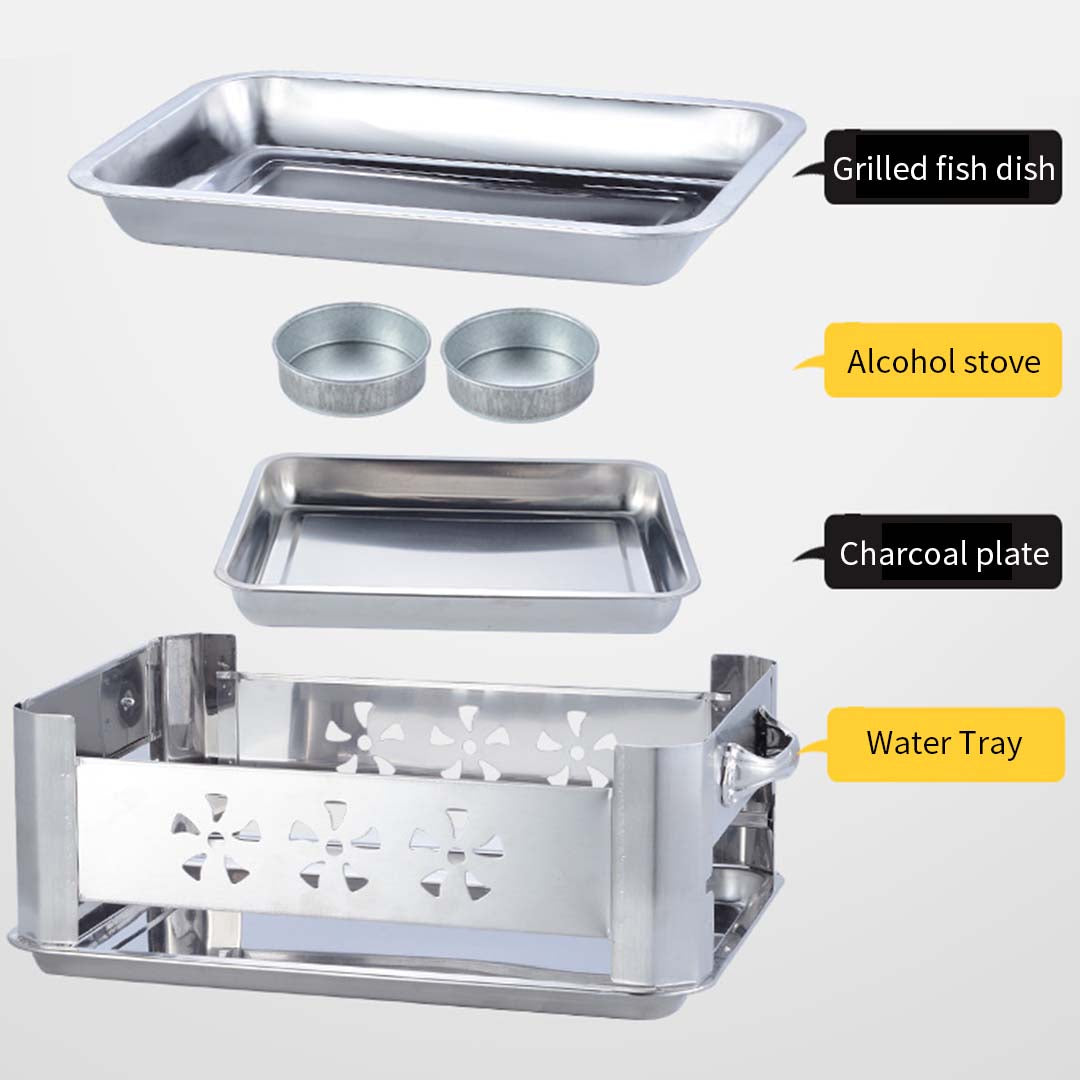 40cm Portable Stainless Steel Outdoor Chafing Dish Bbq Fish Stove Grill Plate