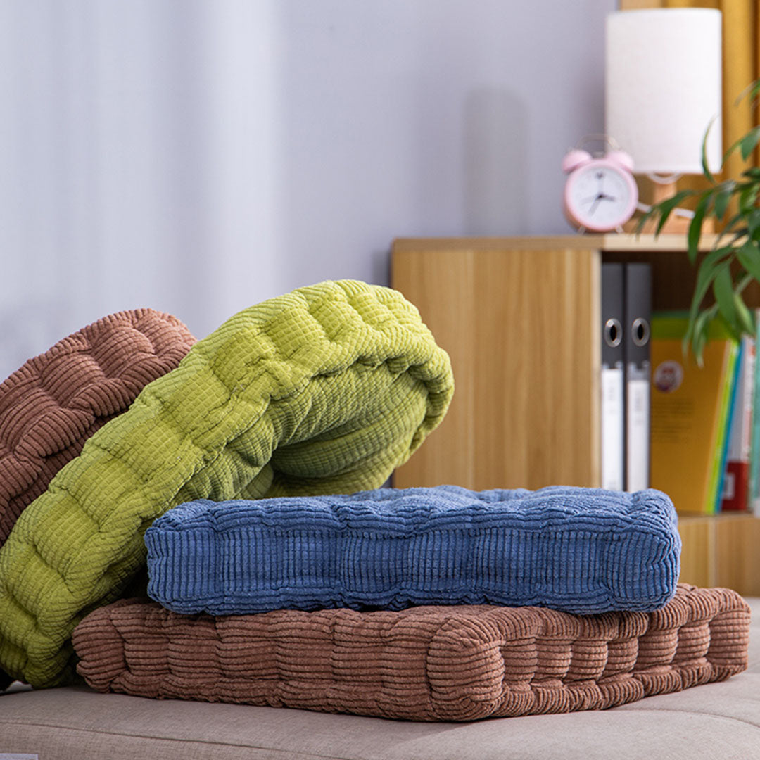 Blue Square Cushion Soft Leaning Plush Backrest Throw Seat Pillow Home Office Decor