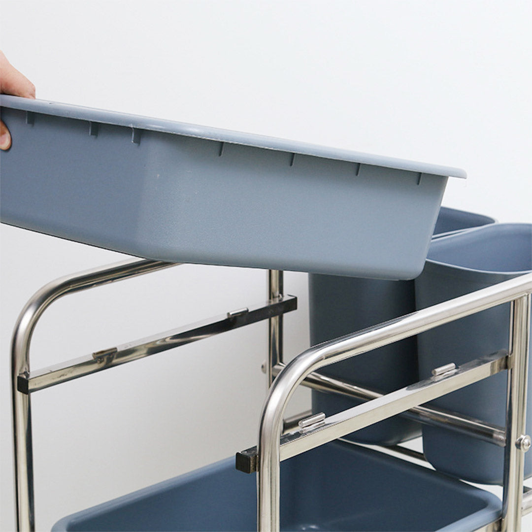 Soga 2 X 3 Tier Food Trolley Food Waste Cart Five Buckets Kitchen Food Utility 80x43x89cm Round