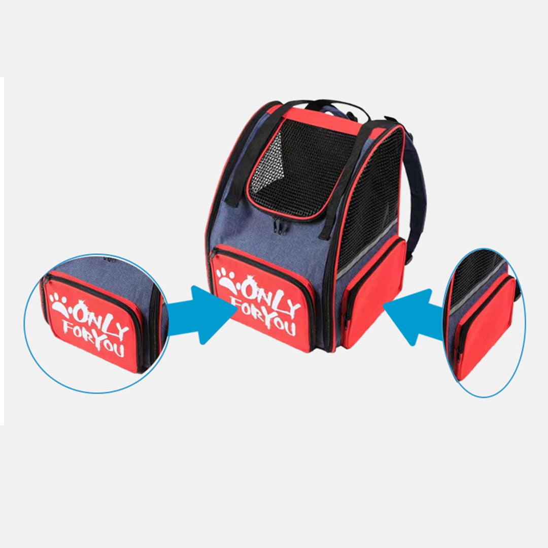 Red Pet Carrier Backpack Breathable Mesh Portable Safety Travel Essentials Outdoor Bag