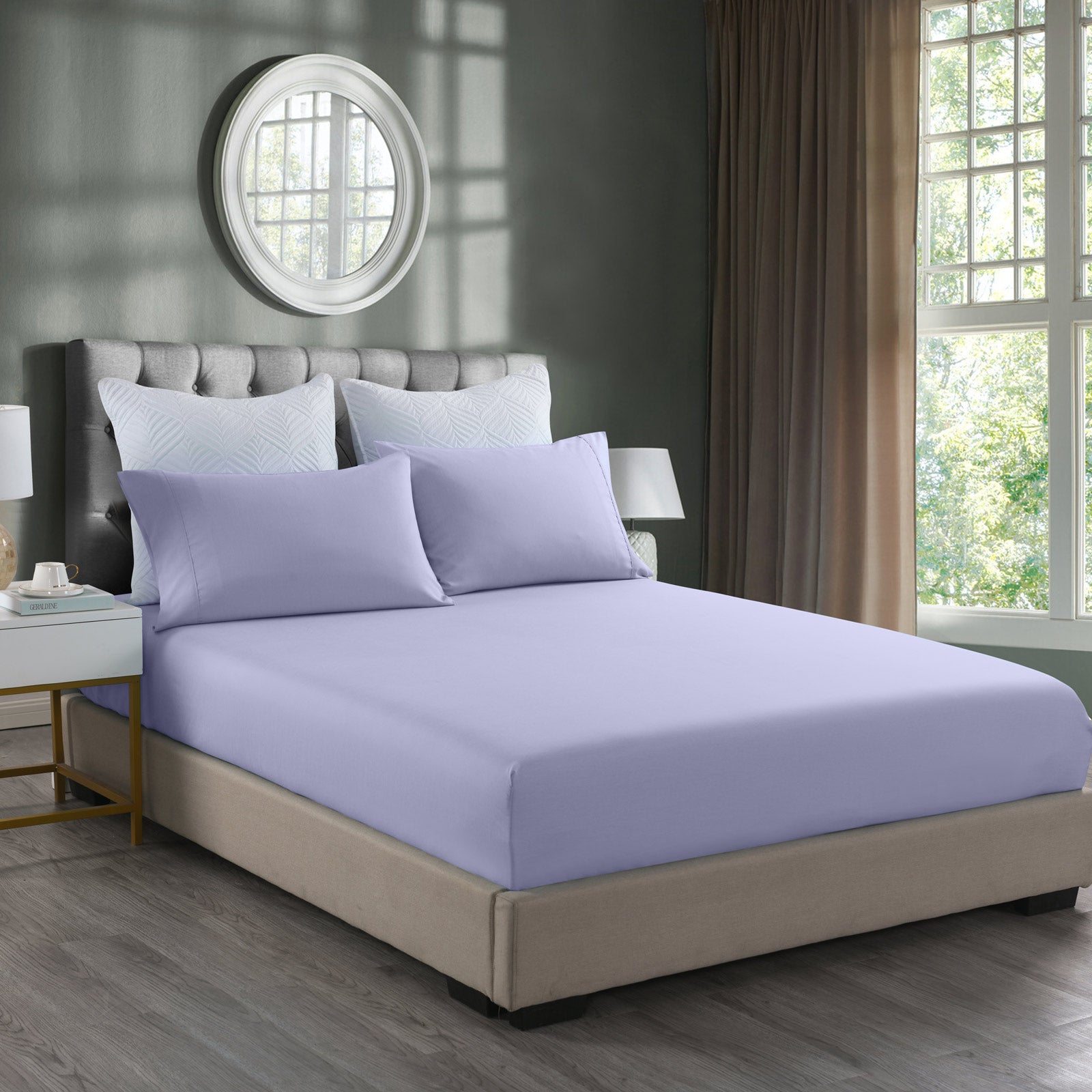 Royal Comfort Bamboo Cooling 2000TC 3-Piece Combo Set - Queen-Lilac Grey