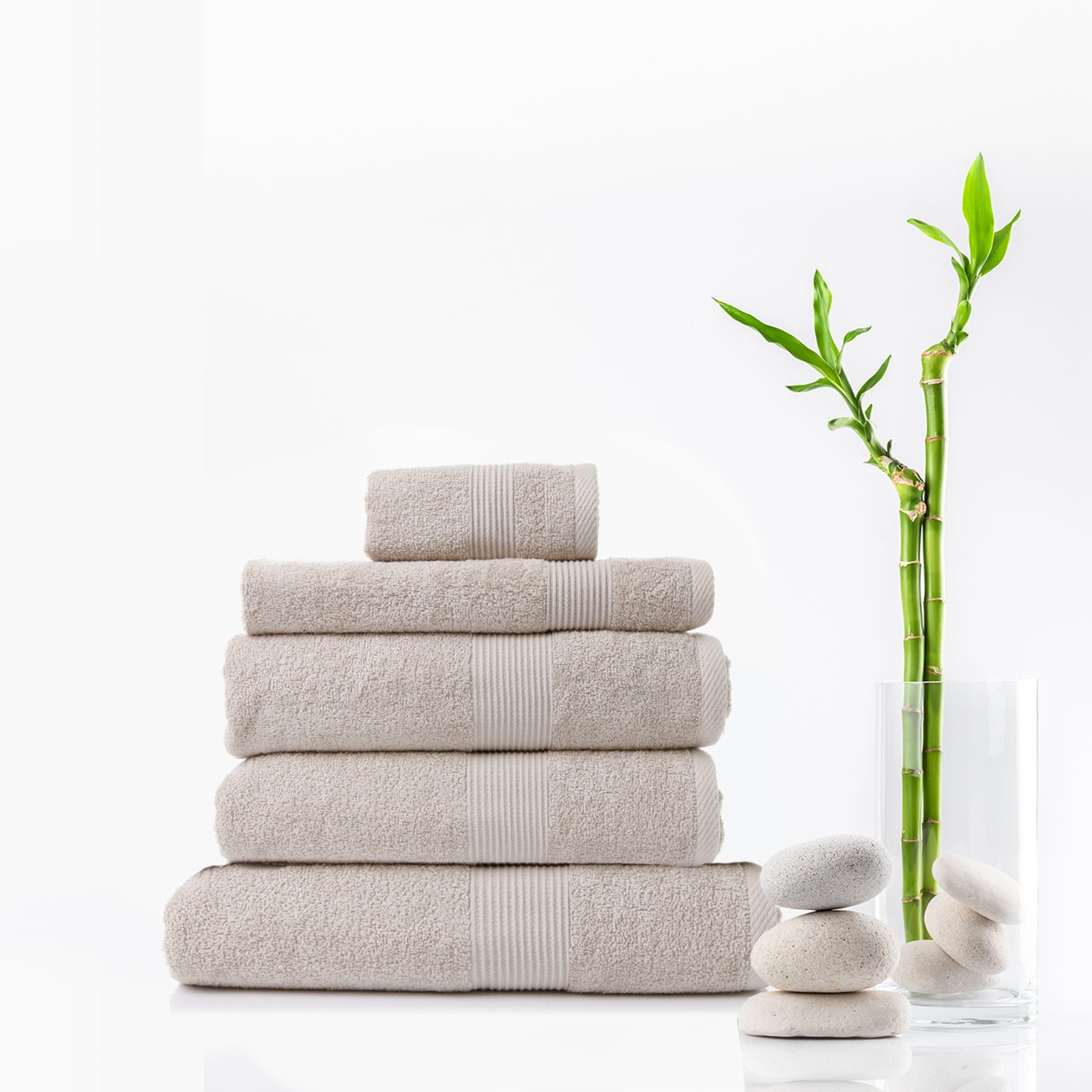 Royal Comfort Cotton Bamboo Towel 5pc Set - Beige