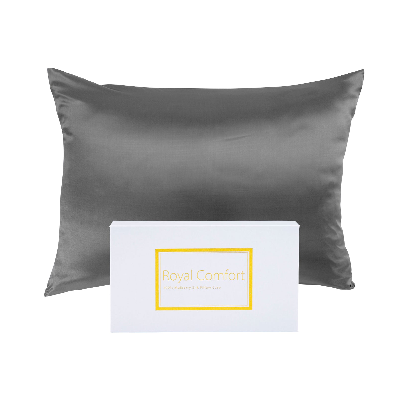 Pure Silk Pillow Case by Royal Comfort-Charcoal