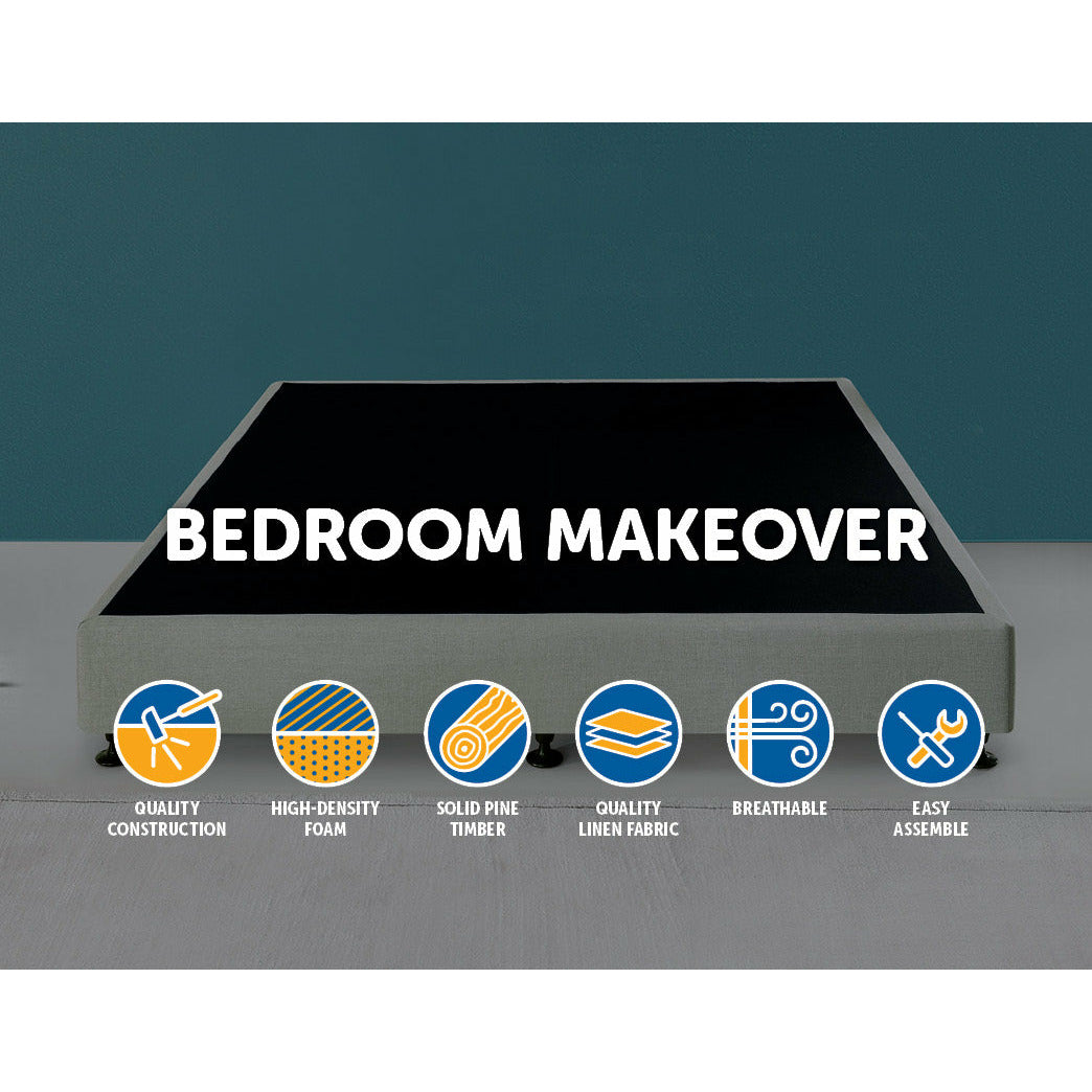 Palermo King Ensemble Bed Base Platinum Light Grey Linen Fabric