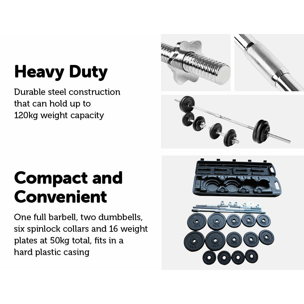 Weight Set Barbell Dumbell Dumb Bell Gym 50kg Plate